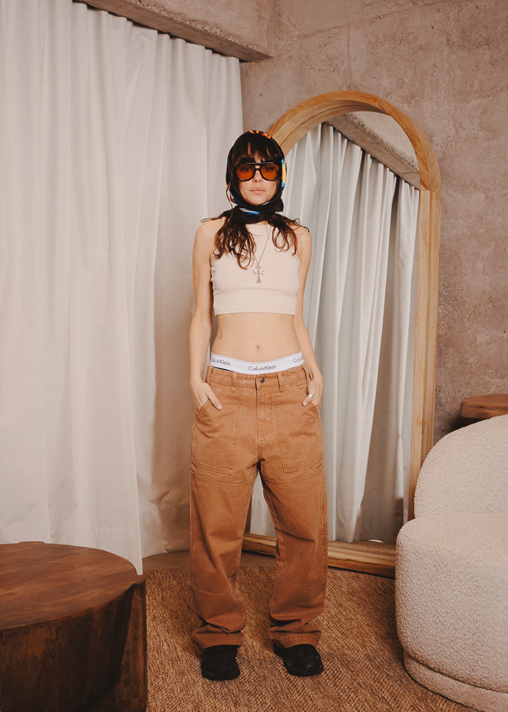 CANVAS PANTS DOUBLE TABACO