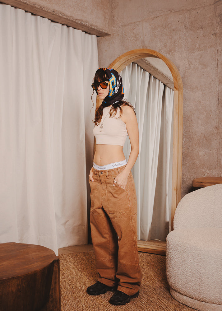 CANVAS PANTS DOUBLE TABACO