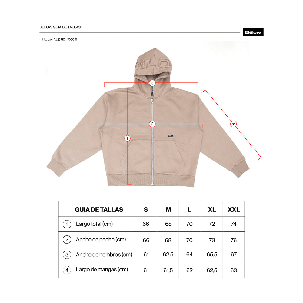 ZIPUP HOODIE THE CAP MARFIL