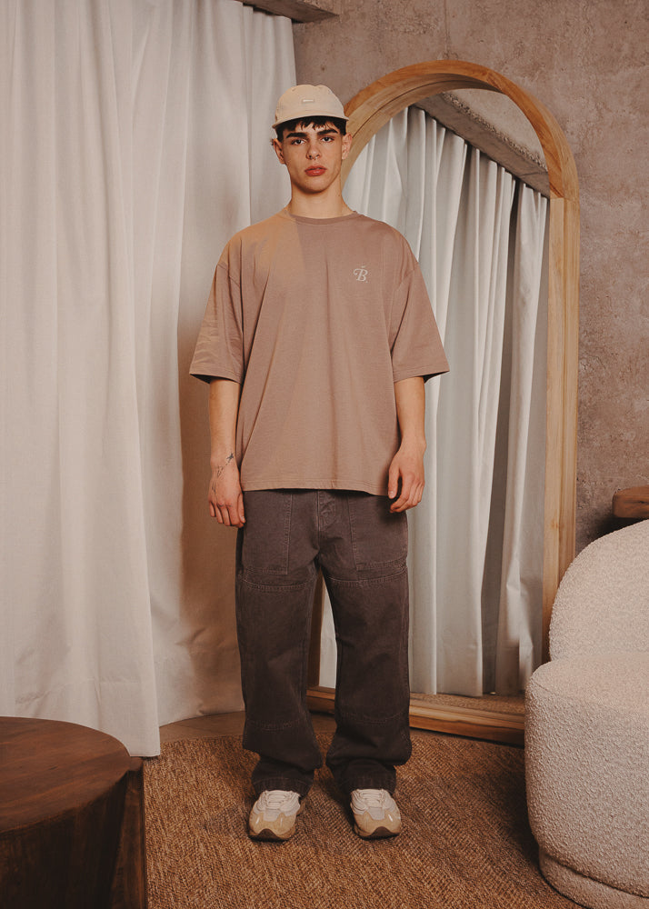 BOXY FIT TSHIRT ACRONYME TAUPE