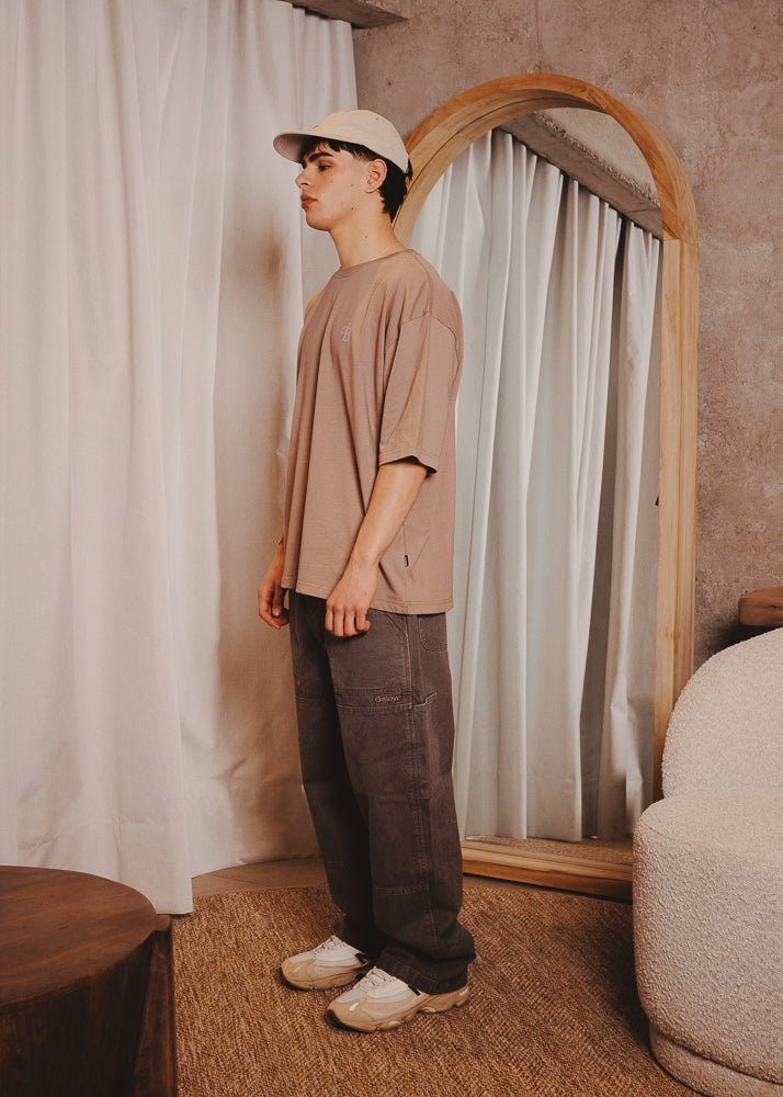BOXY FIT TSHIRT ACRONYME TAUPE