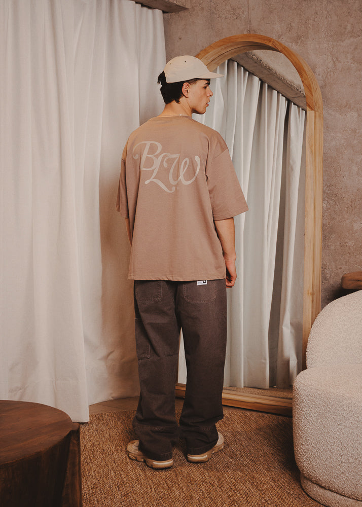 BOXY FIT TSHIRT ACRONYME TAUPE