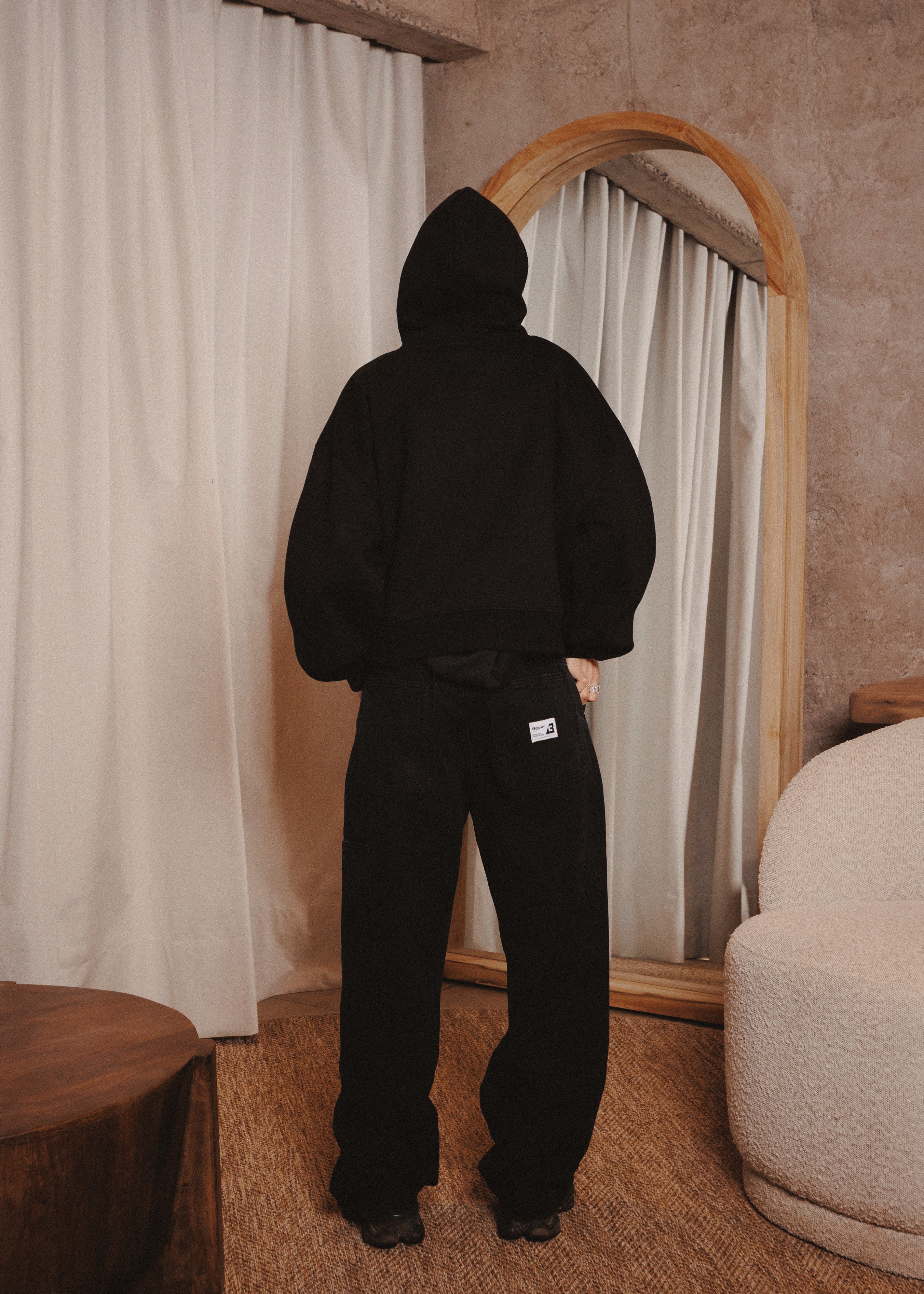 WOMAN BASIC HOODIE TRADE BLACK