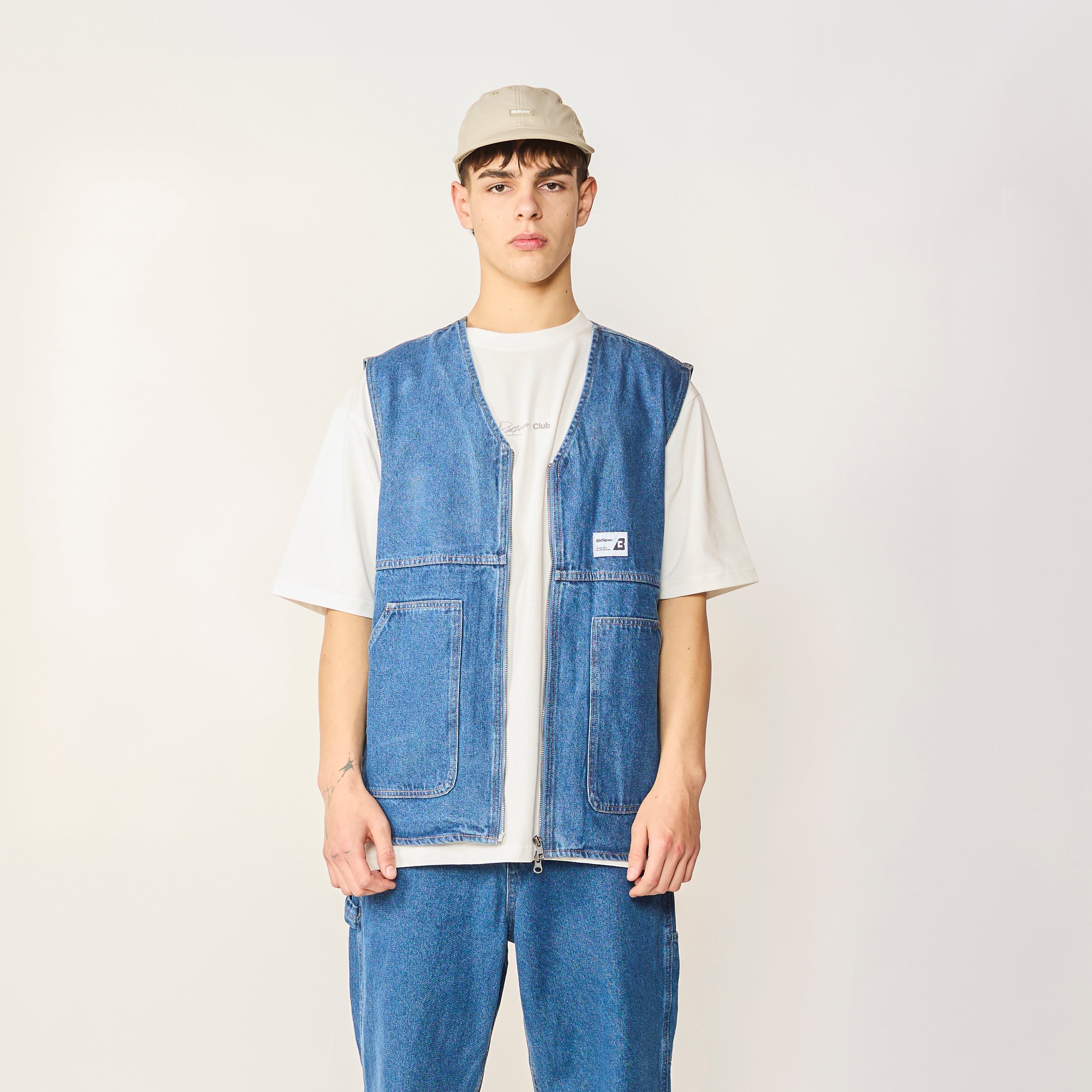 DENIM VEST PEACE BLUE