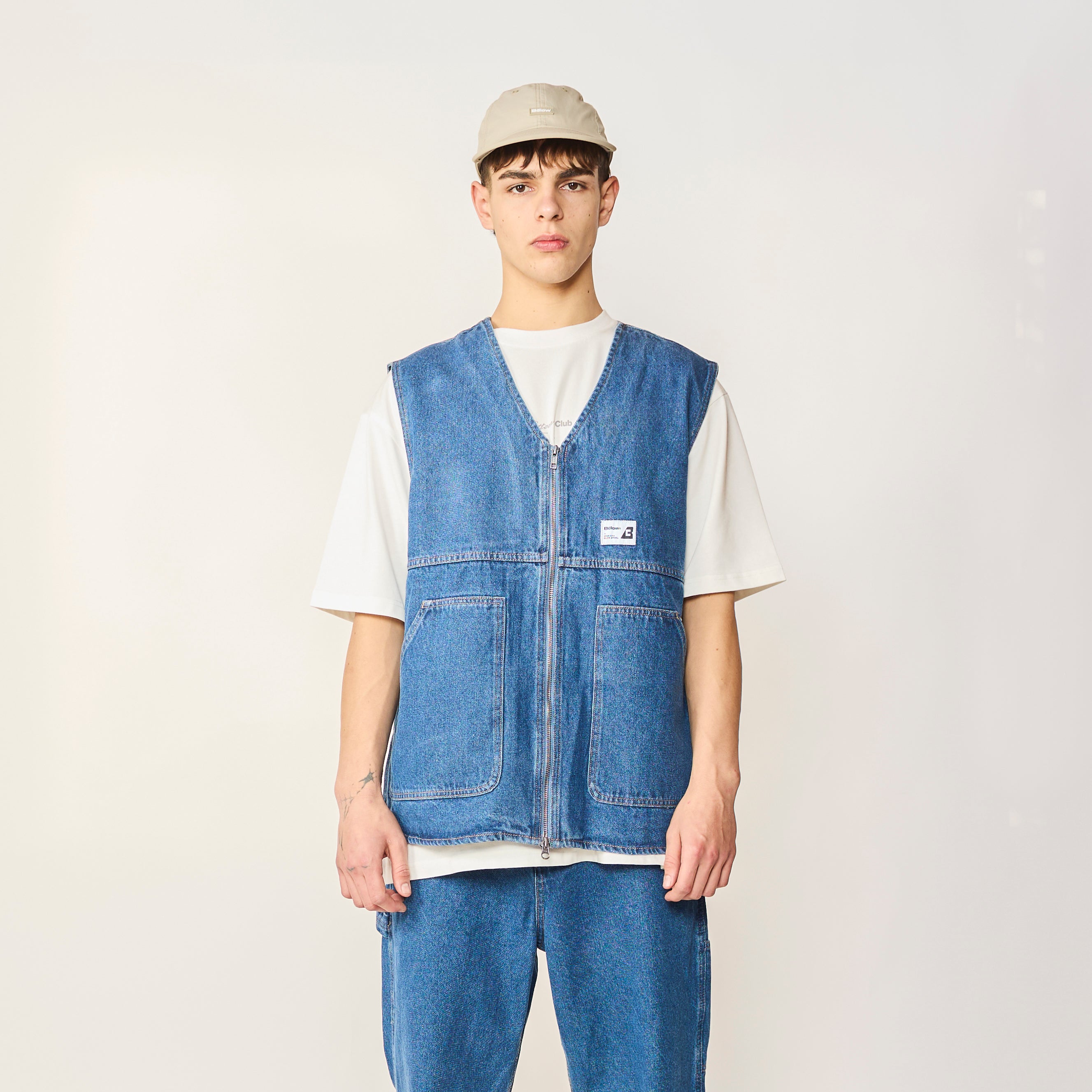 DENIM VEST PEACE BLUE