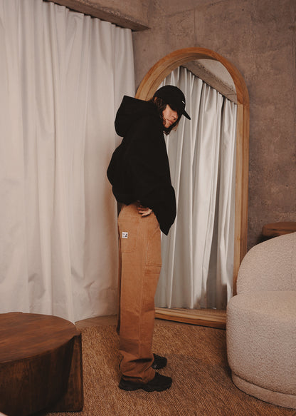 ZIPUP HOODIE THE CAP BLACK