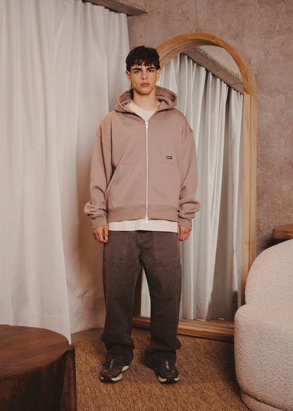 ZIPUP HOODIE THE CAP TAUPE