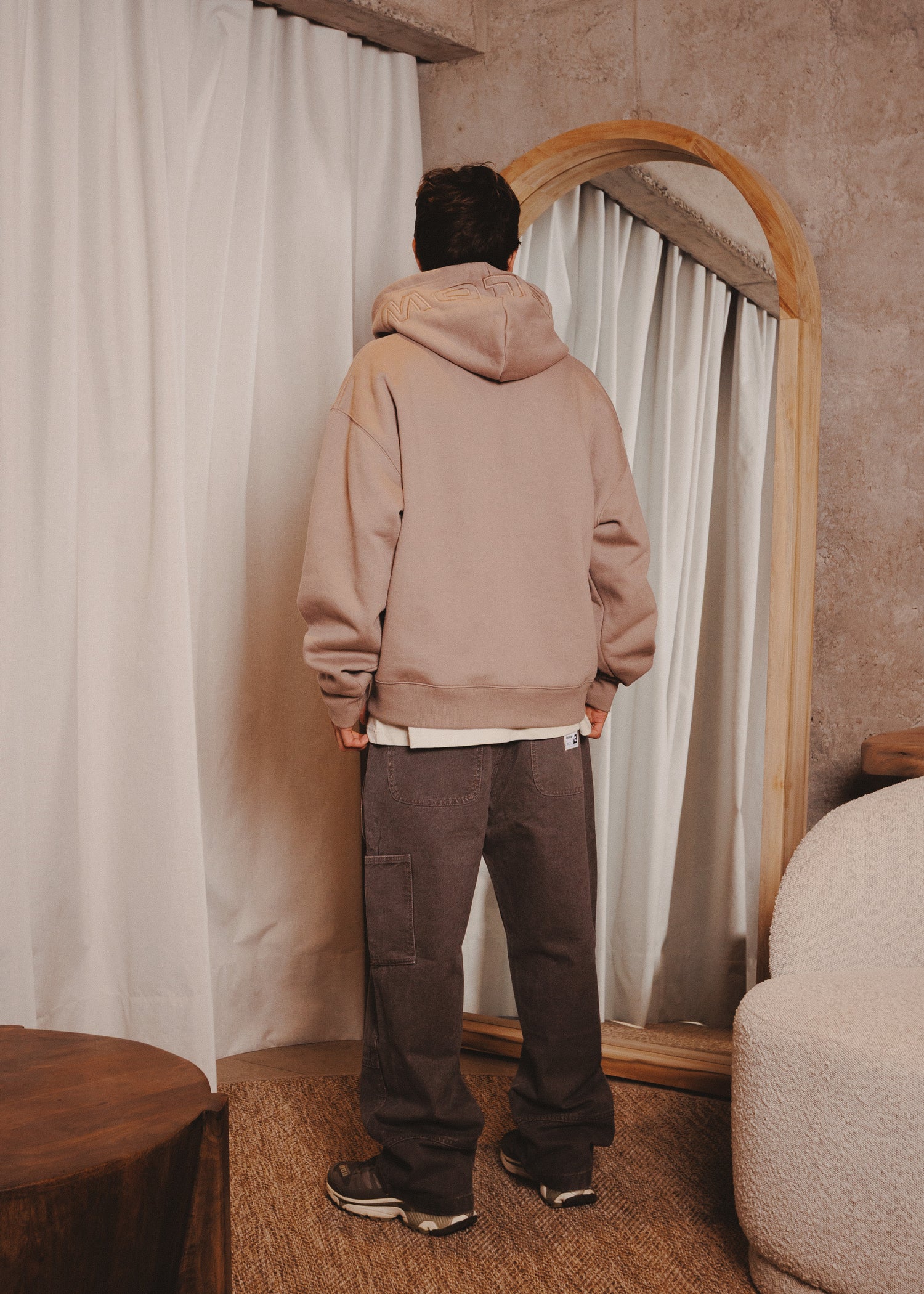 ZIPUP HOODIE THE CAP TAUPE