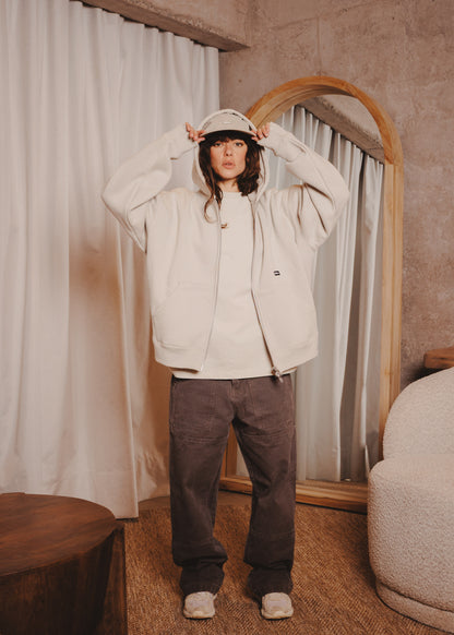 ZIPUP HOODIE THE CAP MARFIL