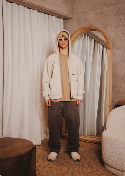 ZIPUP HOODIE THE CAP MARFIL