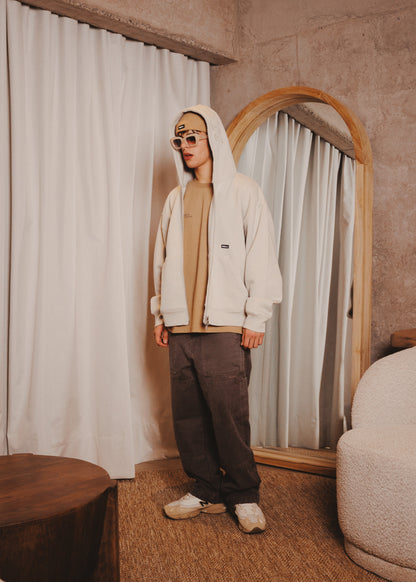 ZIPUP HOODIE THE CAP MARFIL