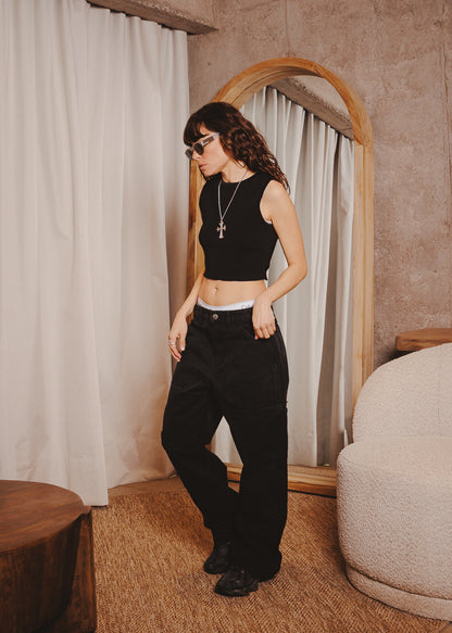 CANVAS PANTS DOUBLE BLACK