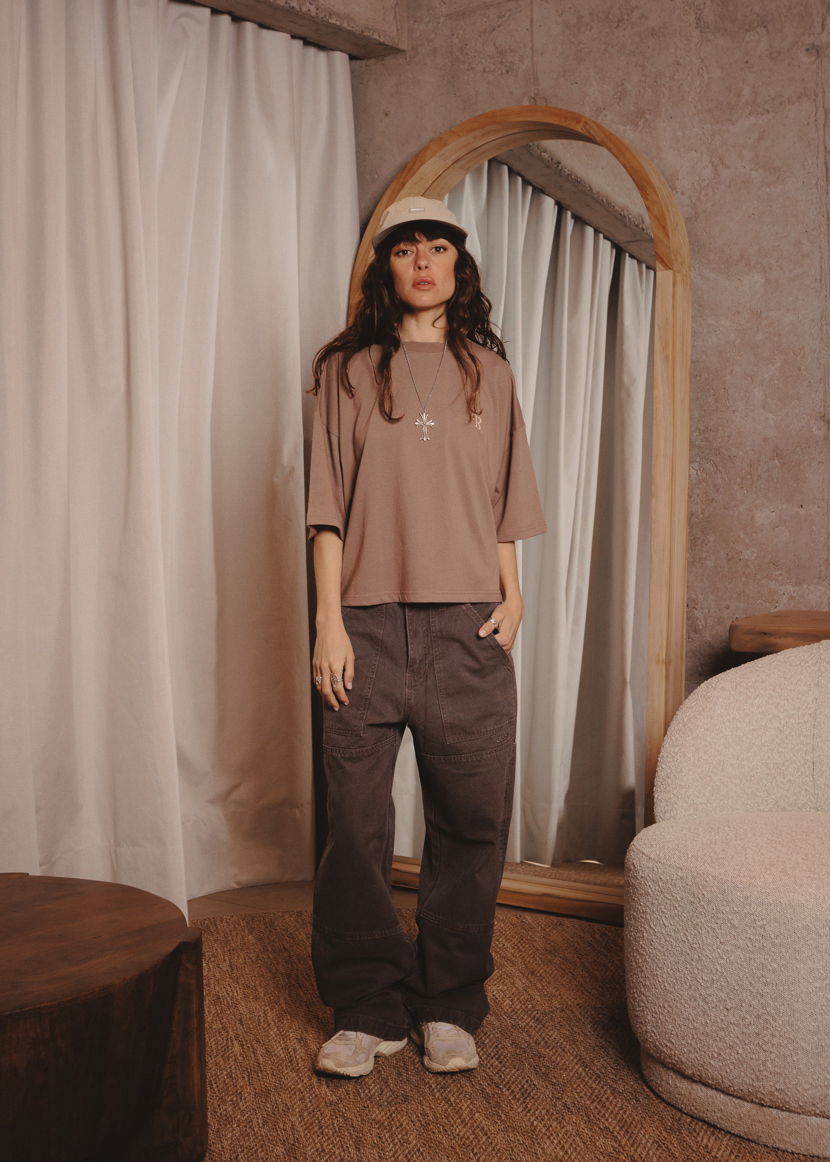 WOMAN TSHIRT ACRONYME TAUPE