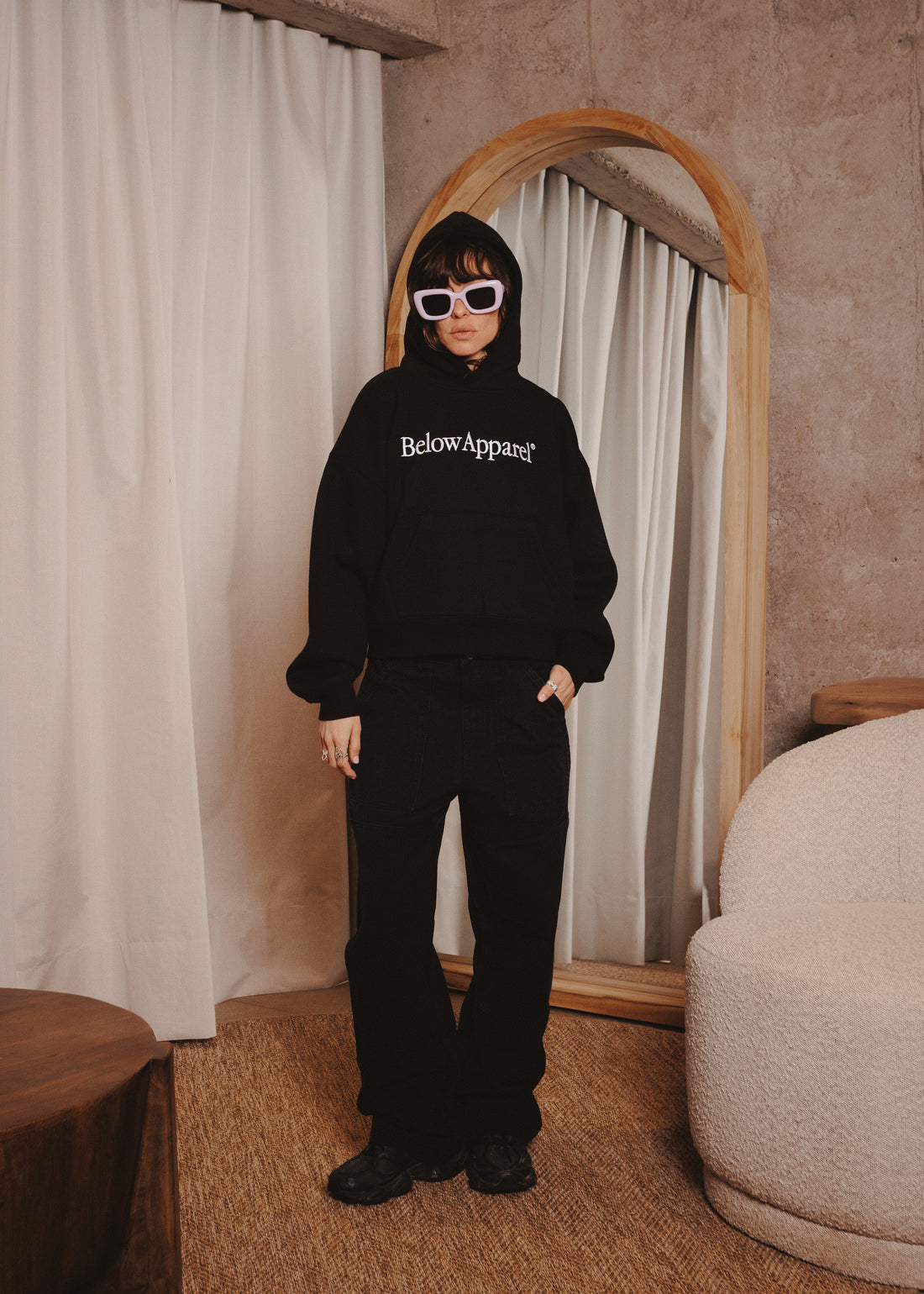WOMAN BASIC HOODIE TRADE BLACK