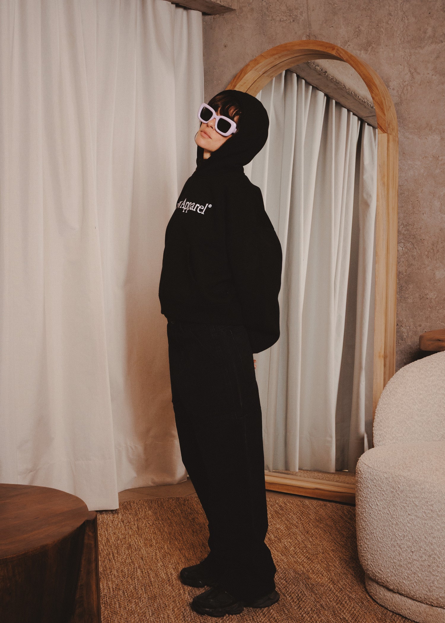 WOMAN BASIC HOODIE TRADE BLACK