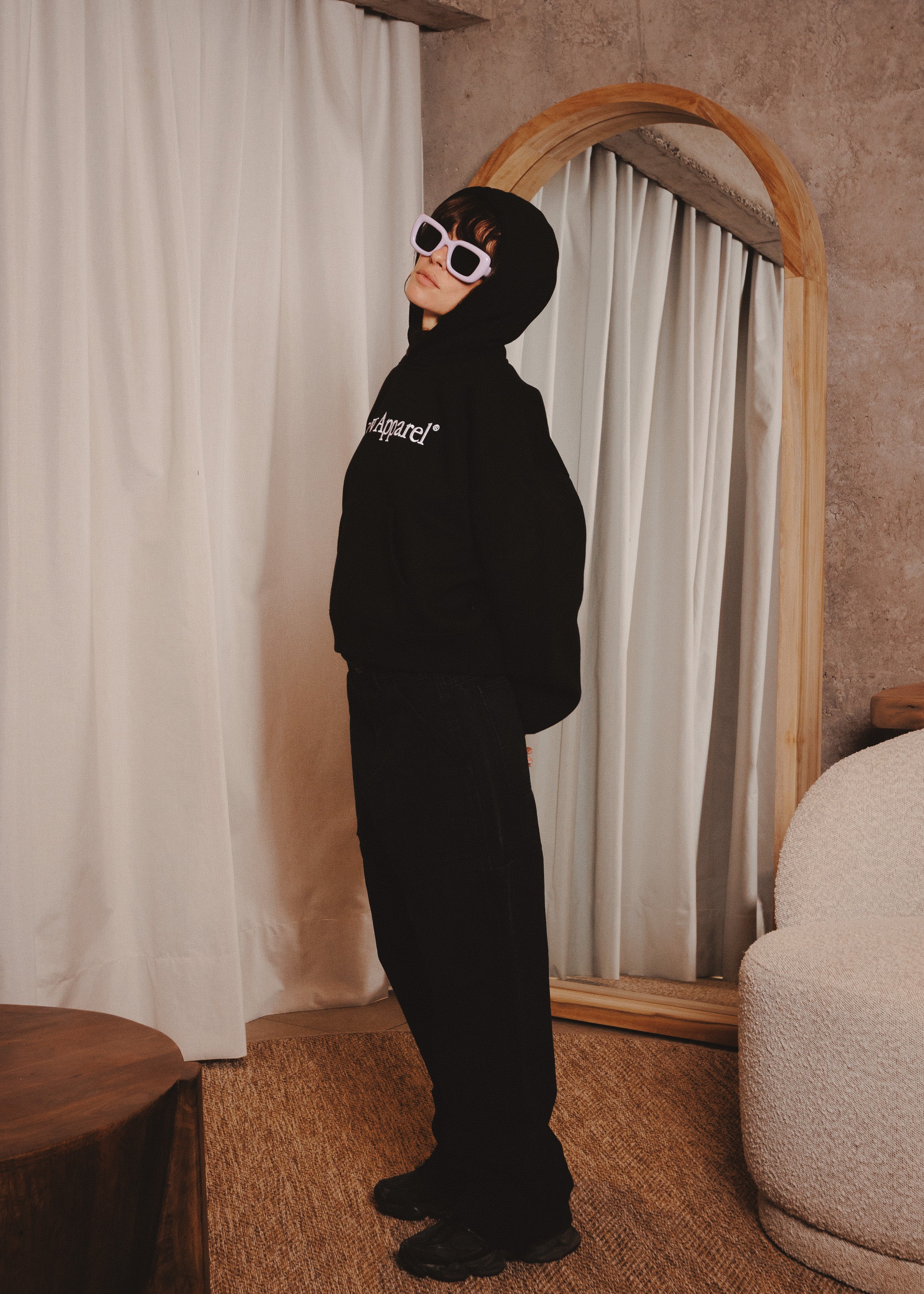 WOMAN BASIC HOODIE TRADE BLACK